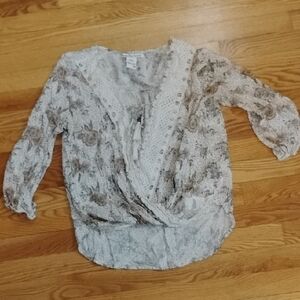 American Rag Beige Floral Lace Blouse